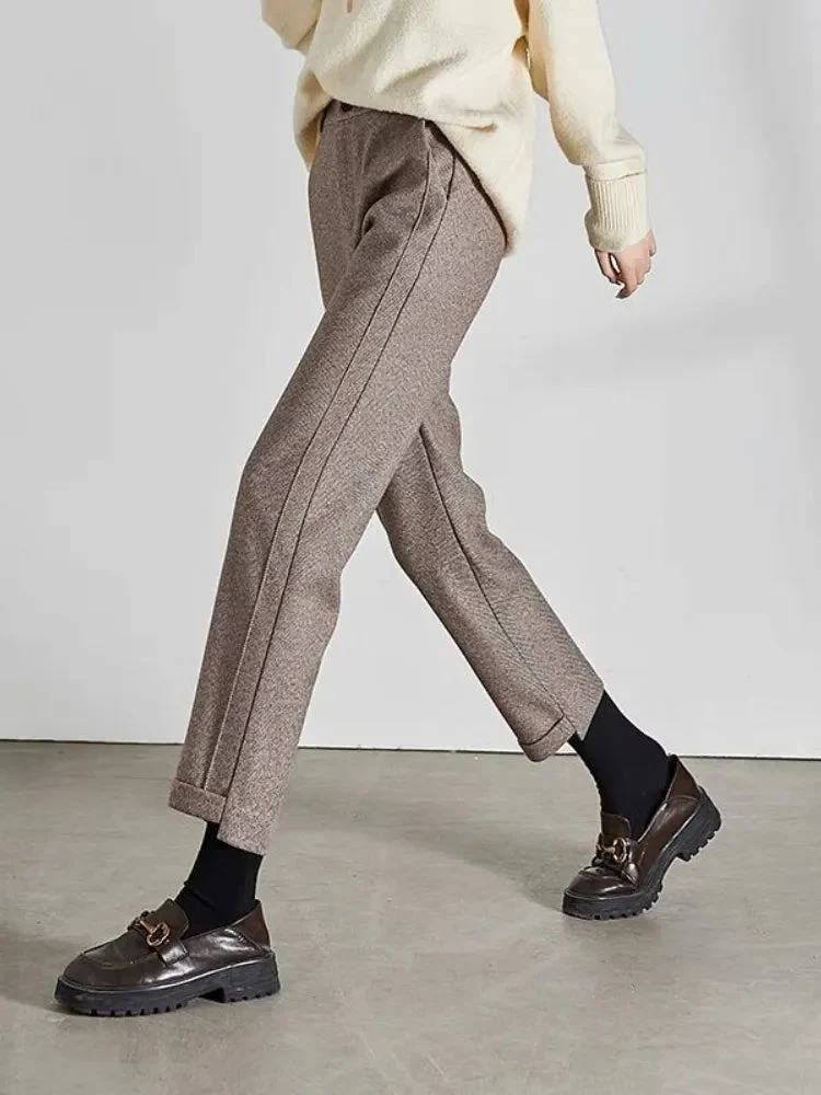 Sarina | Tweed-Bleistifthose mit hoher Taille aus Wolle