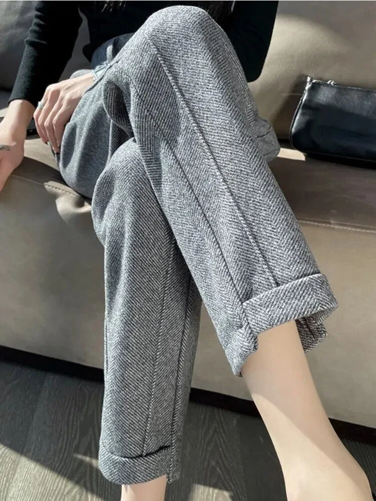 Sarina | Tweed-Bleistifthose mit hoher Taille aus Wolle