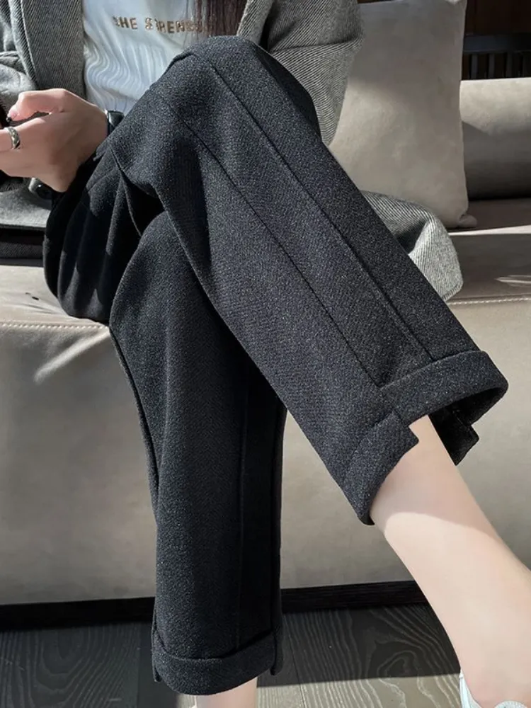 Sarina | Tweed-Bleistifthose mit hoher Taille aus Wolle