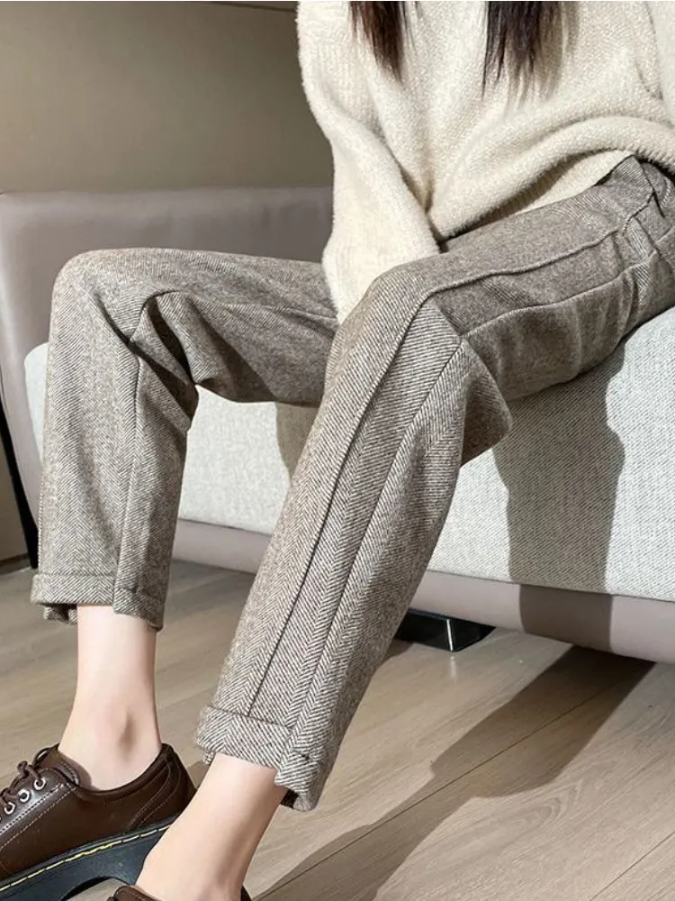 Sarina | Tweed-Bleistifthose mit hoher Taille aus Wolle