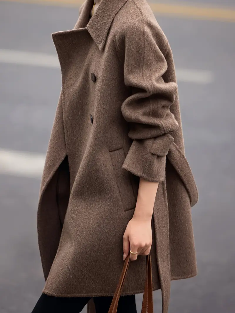 Wolie | Eleganter Wollmantel für Damen – Französischer Stil, Gürtel