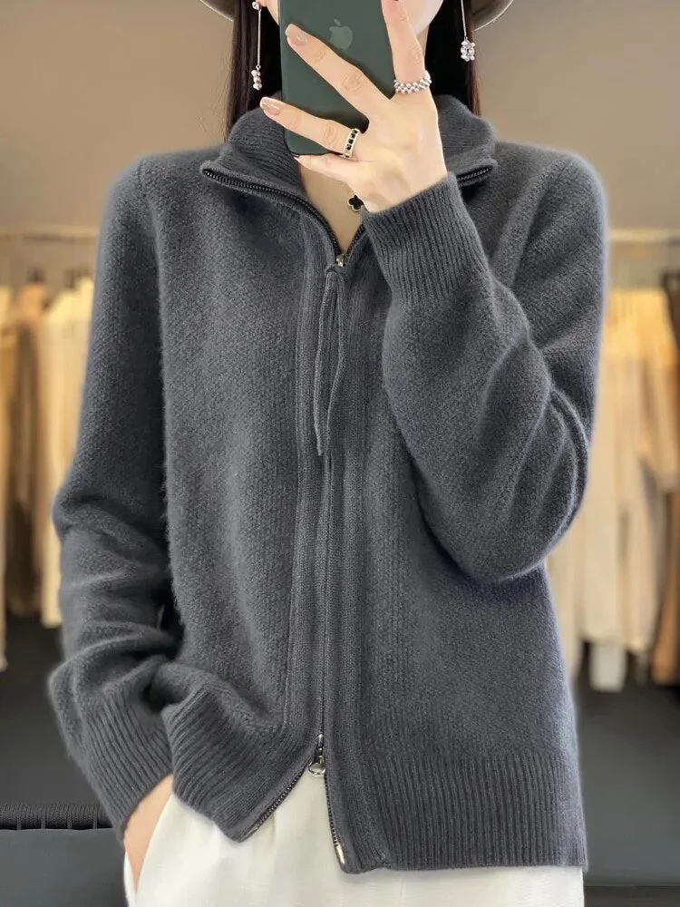 Zina | Kaschmir-Pullover mit Reißverschluss
