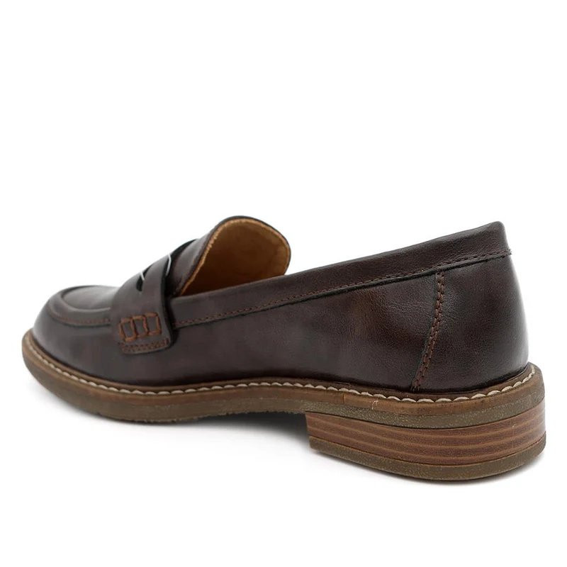 Block Heel Slip On Penny Loafers - WBINS44029 / 329 613 - Chocolate
