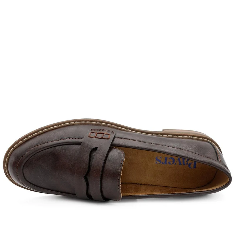 Block Heel Slip On Penny Loafers - WBINS44029 / 329 613 - Chocolate