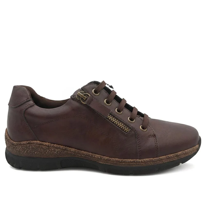 Wide Fit Casual Bungee Lace Shoes - WOIL41042 / 326 927 - Chocolate
