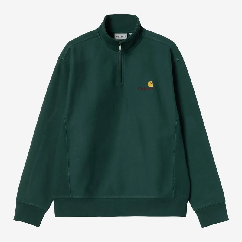 Carhartt WIP Herren Halb-Zip-Reißverschluss American Script Sweatshirt | Dunkelbraun