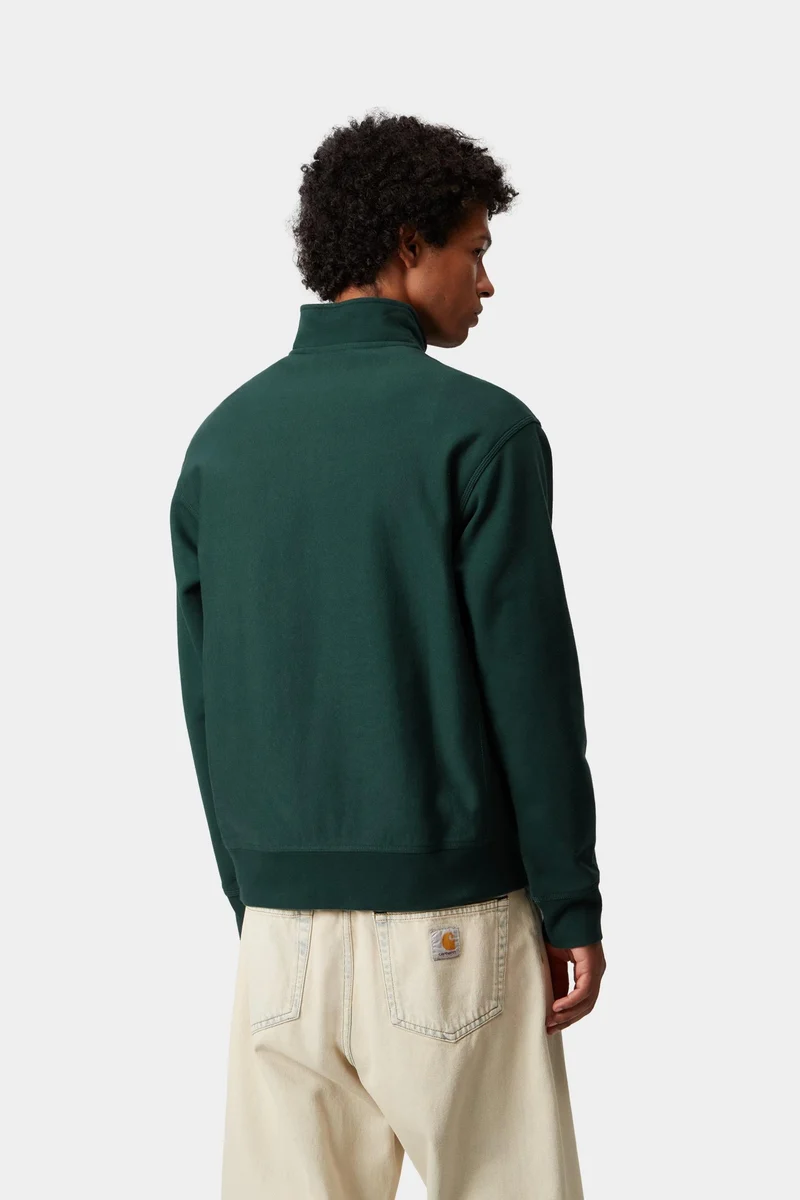 Carhartt WIP Herren Halb-Zip-Reißverschluss American Script Sweatshirt | Dunkelbraun