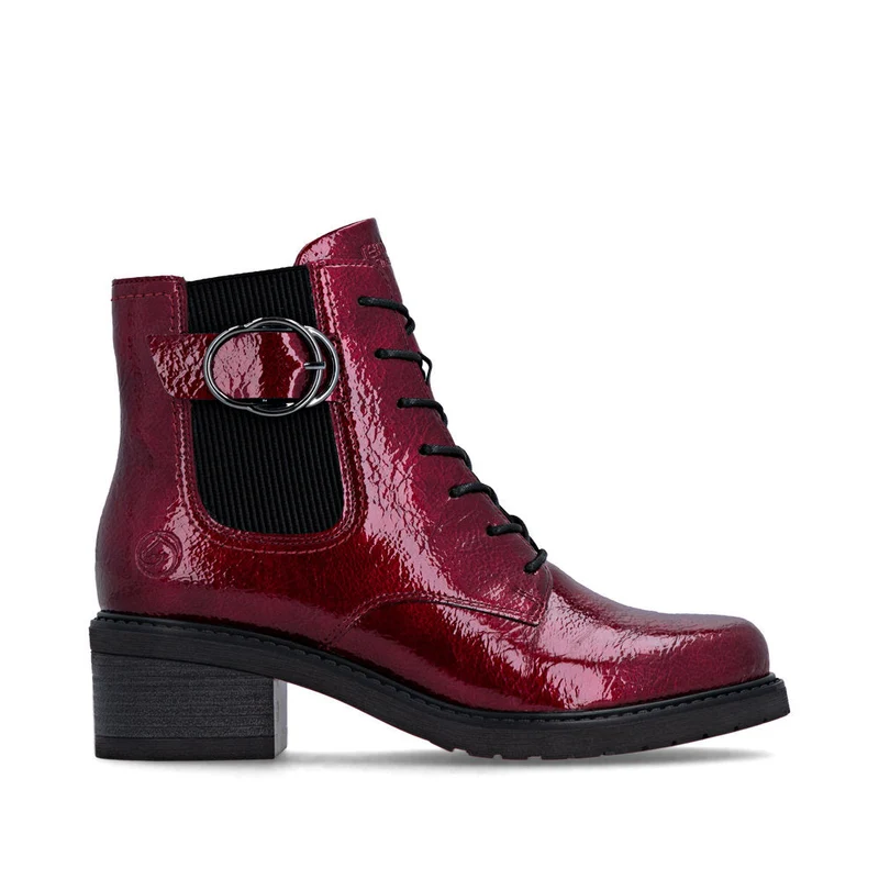 Remonte Damen Fashion Lack Blockabsatz Stiefelette | Rot