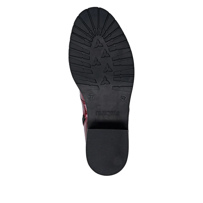 Remonte Damen Fashion Lack Blockabsatz Stiefelette | Rot