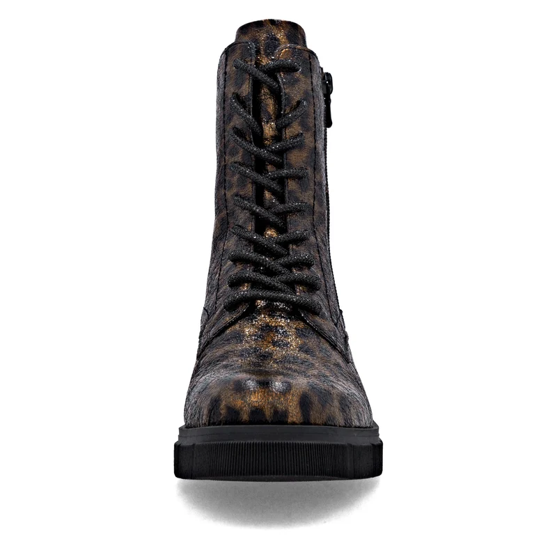Remonte Damen Fashion Animal Print Ankle Boot | Metallic Schwarz