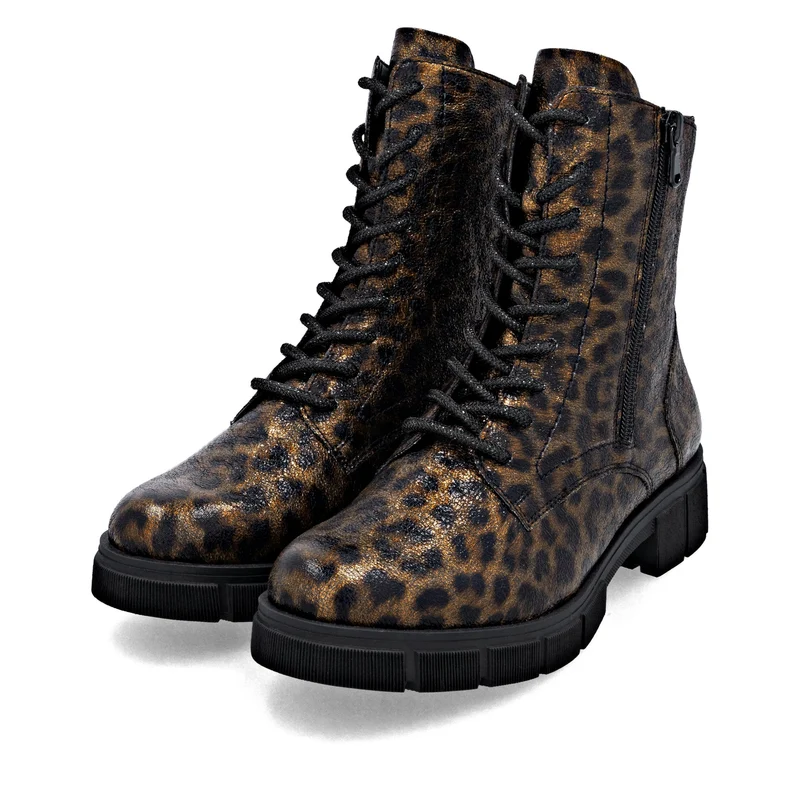 Remonte Damen Fashion Animal Print Ankle Boot | Metallic Schwarz