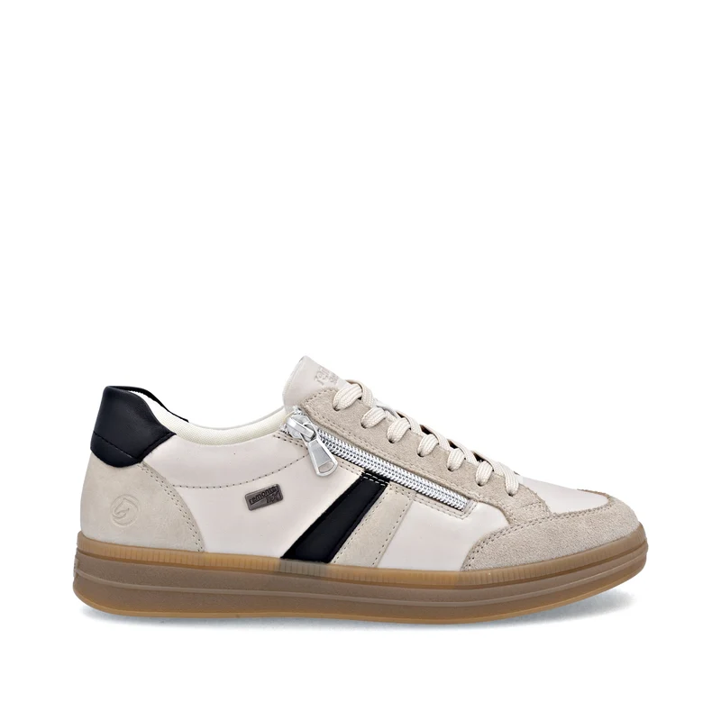 Remonte Damen Fashion Leder Sneakers | Beige / Schwarz