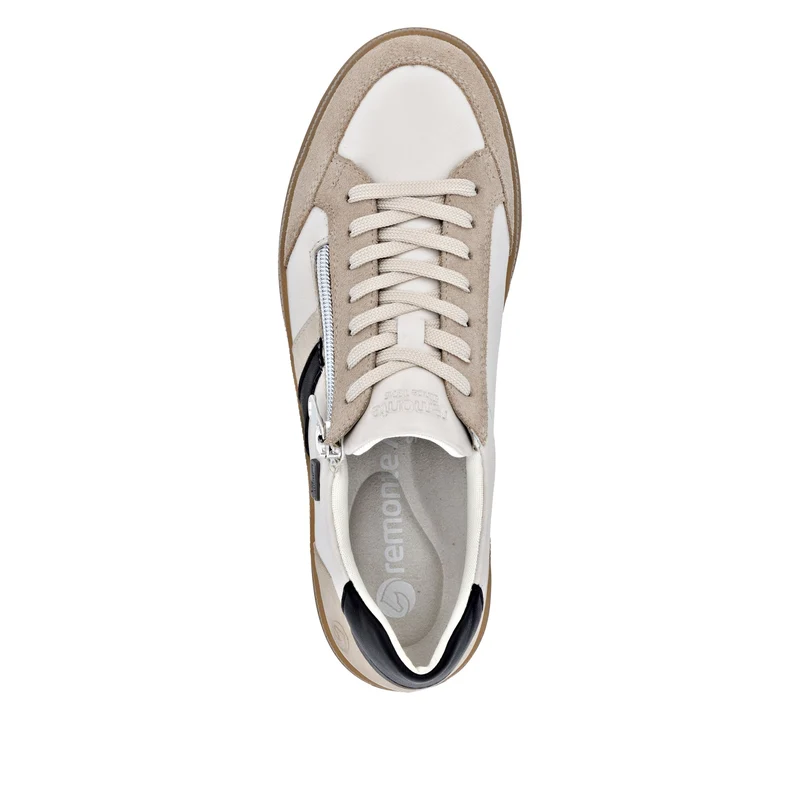 Remonte Damen Fashion Leder Sneakers | Beige / Schwarz