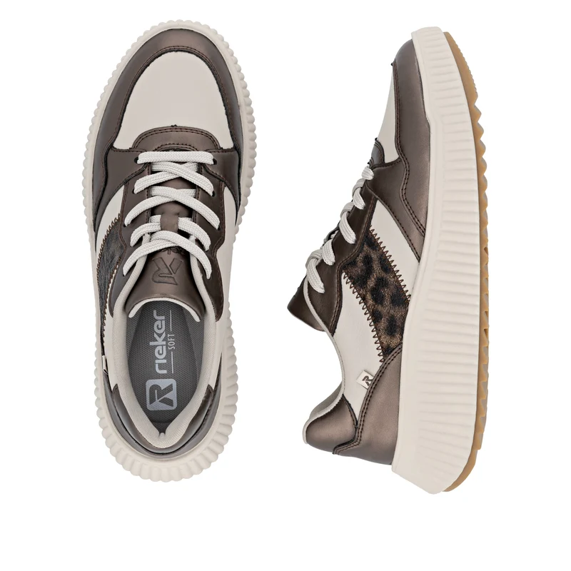Rieker Damenmode Leder-Sneaker | Beige