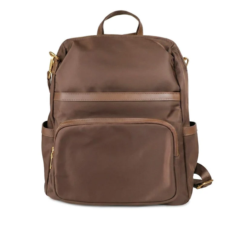 Virelle Leather Backpack With Zip Pockets - VIRELLE / 329 382 - Chocolate