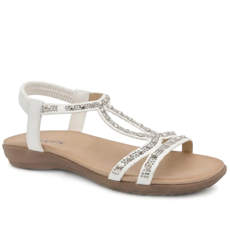Embellished Elastic Fit Sandals - BAIZH43069 / 330 116 - White