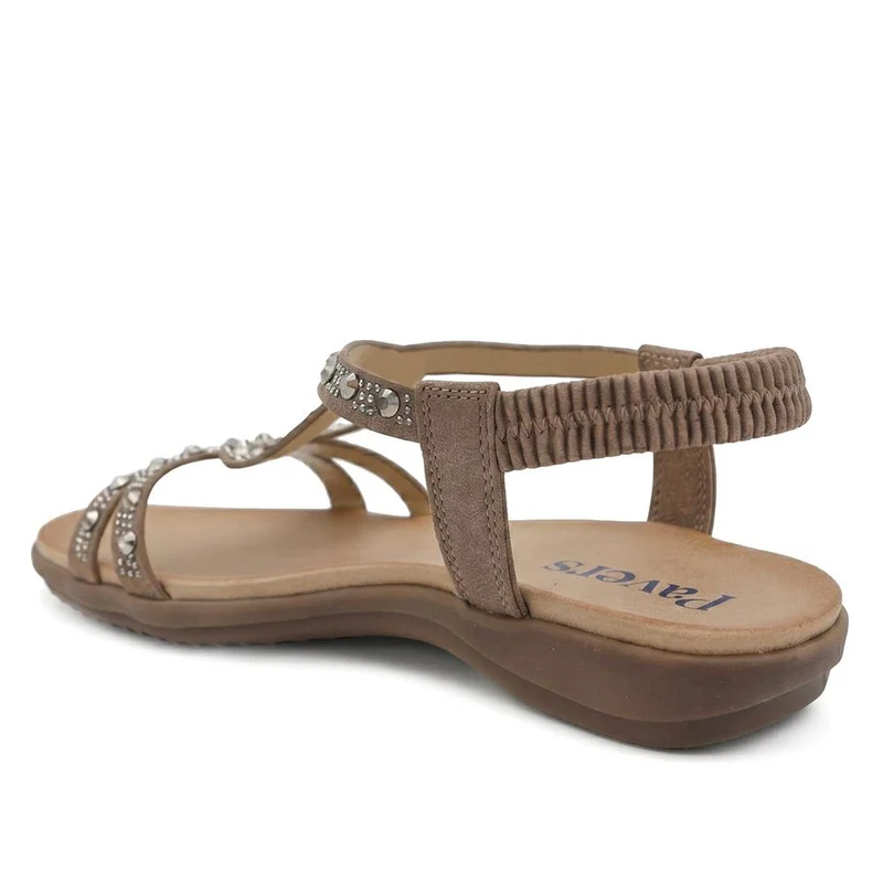 Embellished Elastic Fit Sandals - BAIZH43069 / 330 116 - Brown