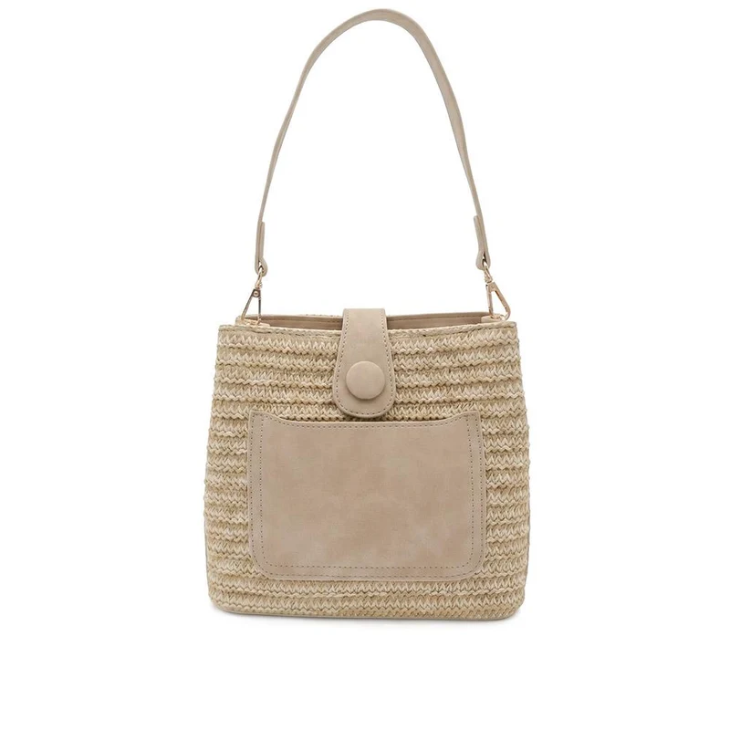 Woven Shoulder Bag with Faux Leather Trim - RIM43000 / 329 297