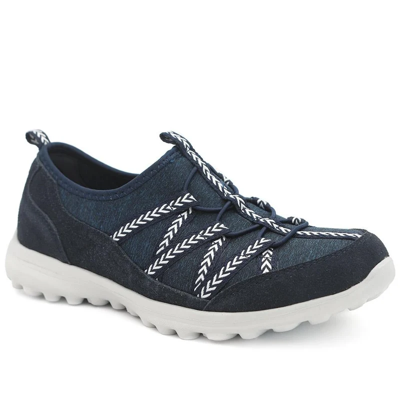 Leather Memory Foam Slip On Trainers - BRK43058 / 329 596 - Navy