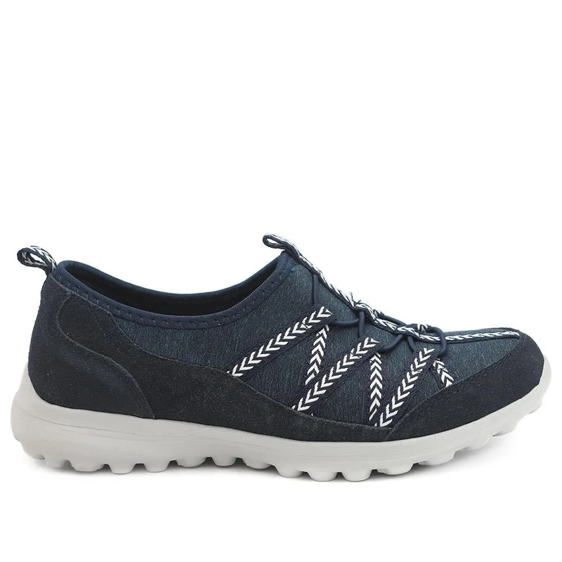 Leather Memory Foam Slip On Trainers - BRK43058 / 329 596 - Navy