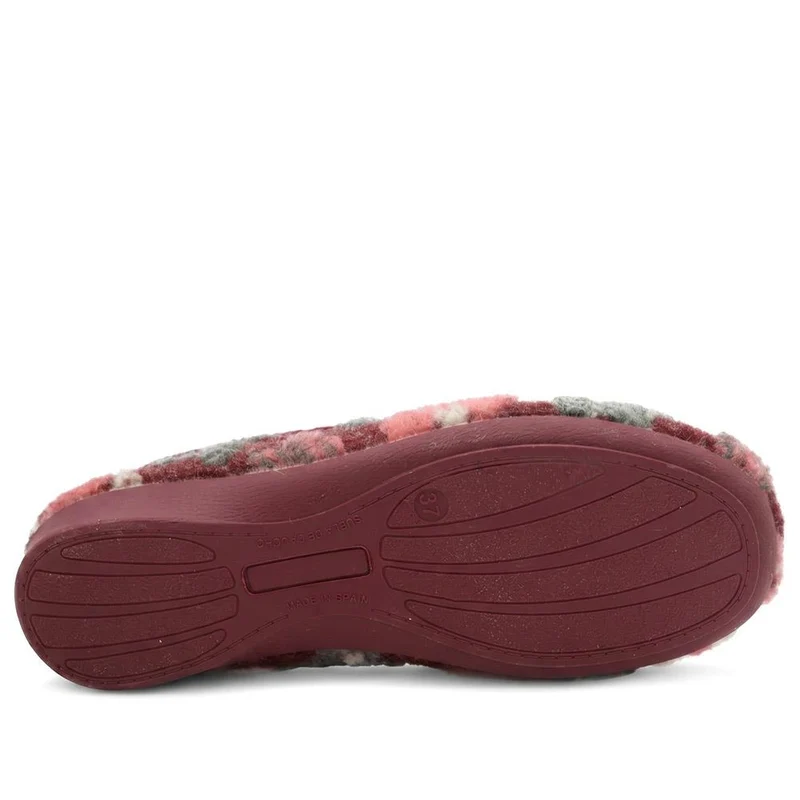 Soft Floral Full Slippers - FEVI43001 / 329 503 - Burgundy Multi