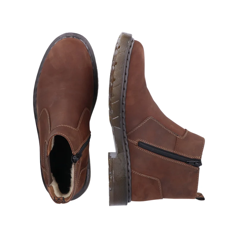 Rieker Herren-Lederjacke mit Wollfutter Chelsea Stiefel | Braun