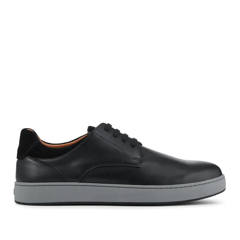 Stevenage Wide Fit Leather Trainers - STEVENAGE / 328 097 - Black Nubuck