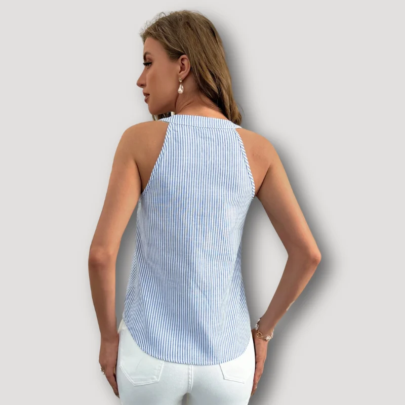 Grelle | Streifen V-Ausschnitt Ärmellos Sommer Top für Damen
