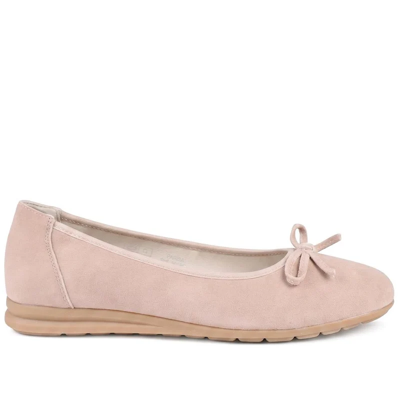 Parisa Leather Bow Detailed Pumps - PARISA / 329 425 - Dusky Pink