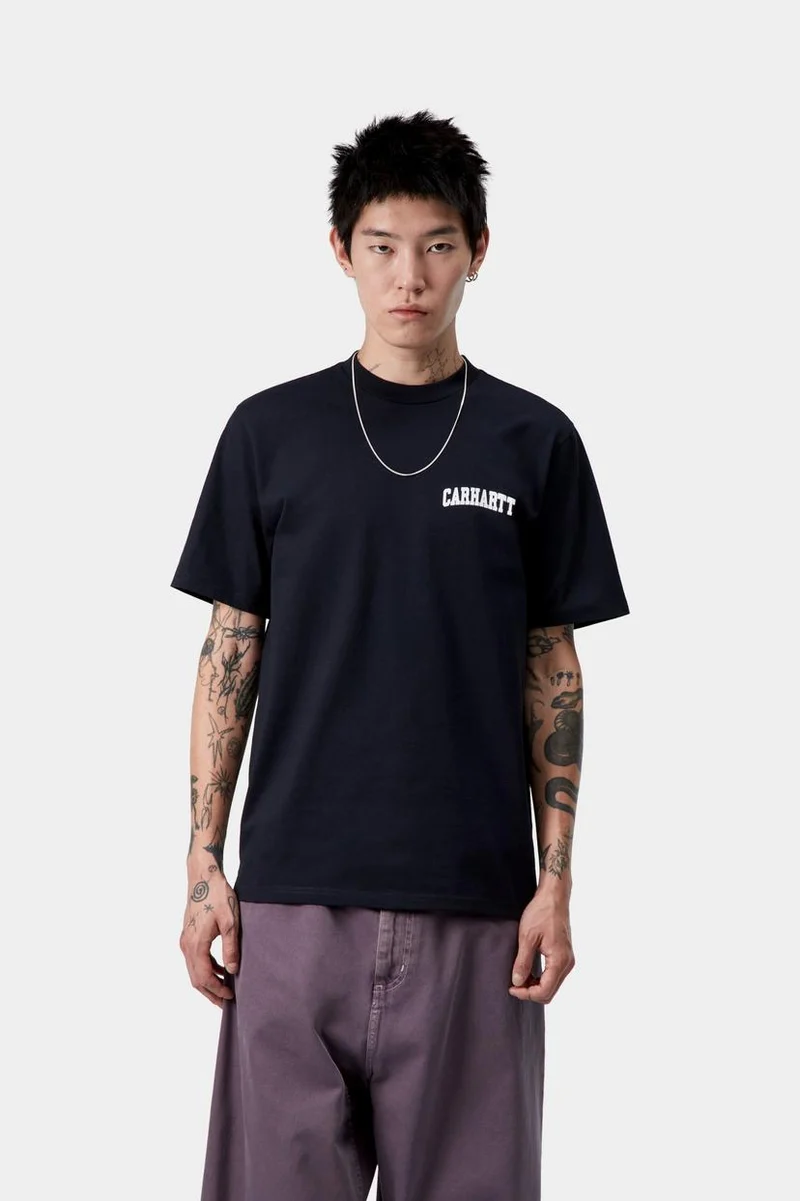 Carhartt WIP Herren-T-Shirt mit Universitätsaufdruck | Tiefdunkel