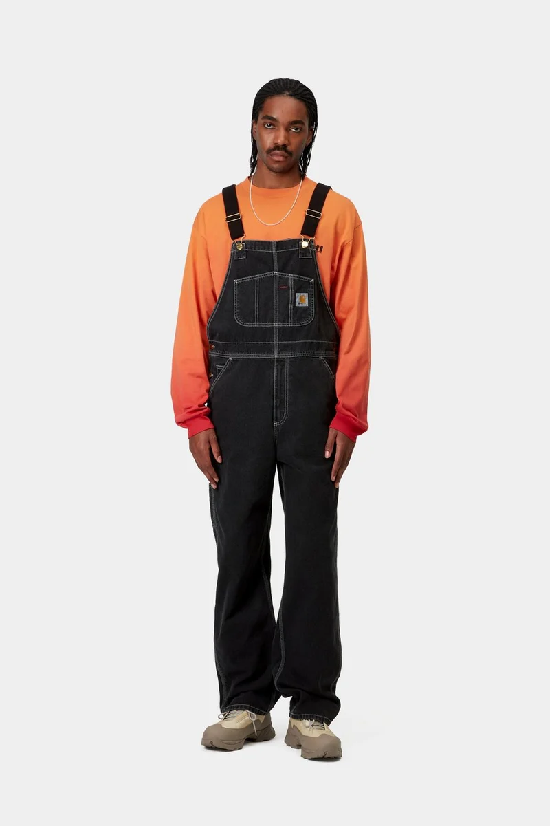 Carhartt WIP Herren Norco Denim Latzhose | Schwarz Stone Washed