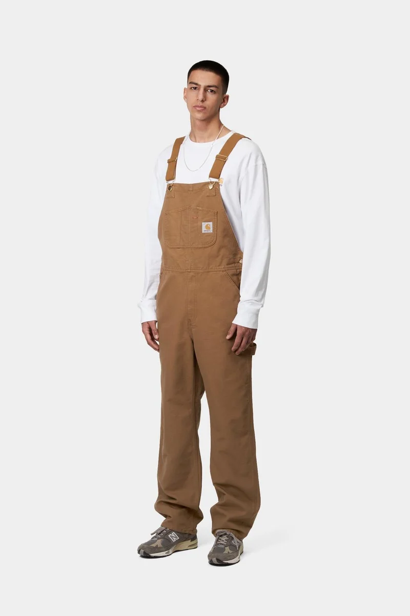 Carhartt WIP Dearborn Canvas Latzhose für Herren | Hamilton Braun gespült