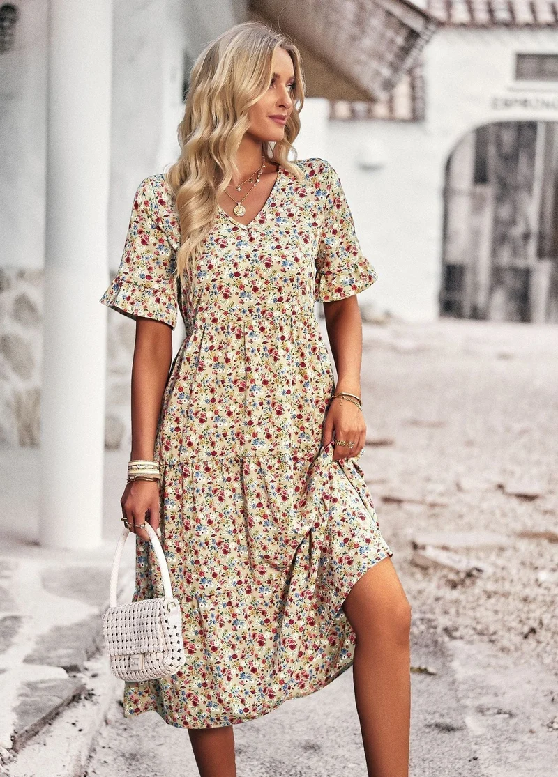 Orlaith | Blumiges Midikleid für Damen