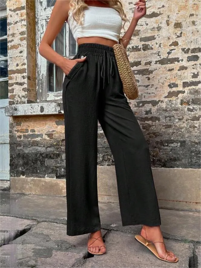 Dolores - Lose Hose mit hoher Taille und Kordelzug