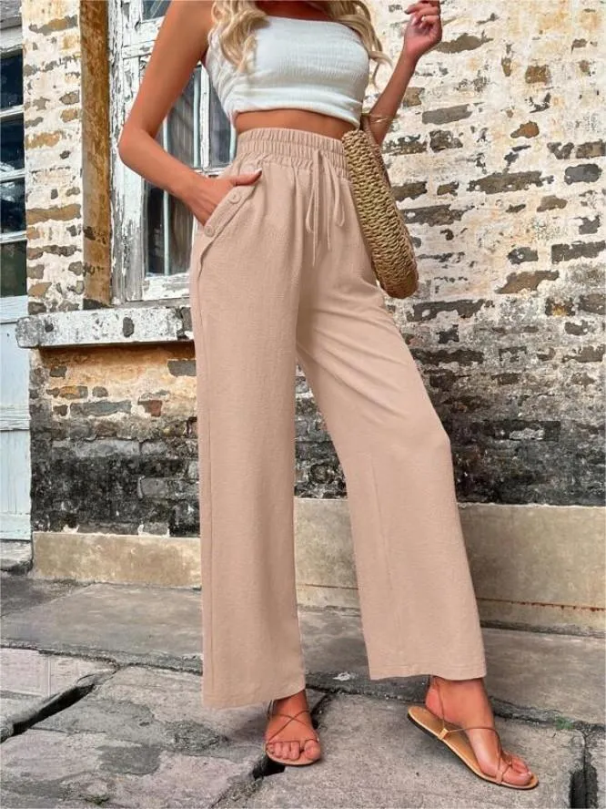 Dolores - Lose Hose mit hoher Taille und Kordelzug