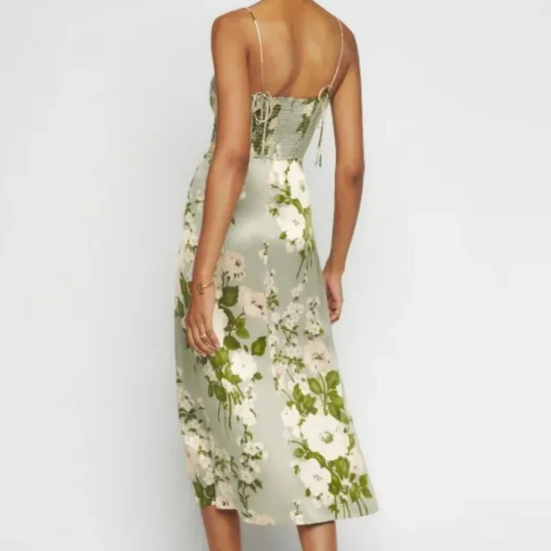 Emily | Atemberaubendes Grünes Sommerblumenkleid
