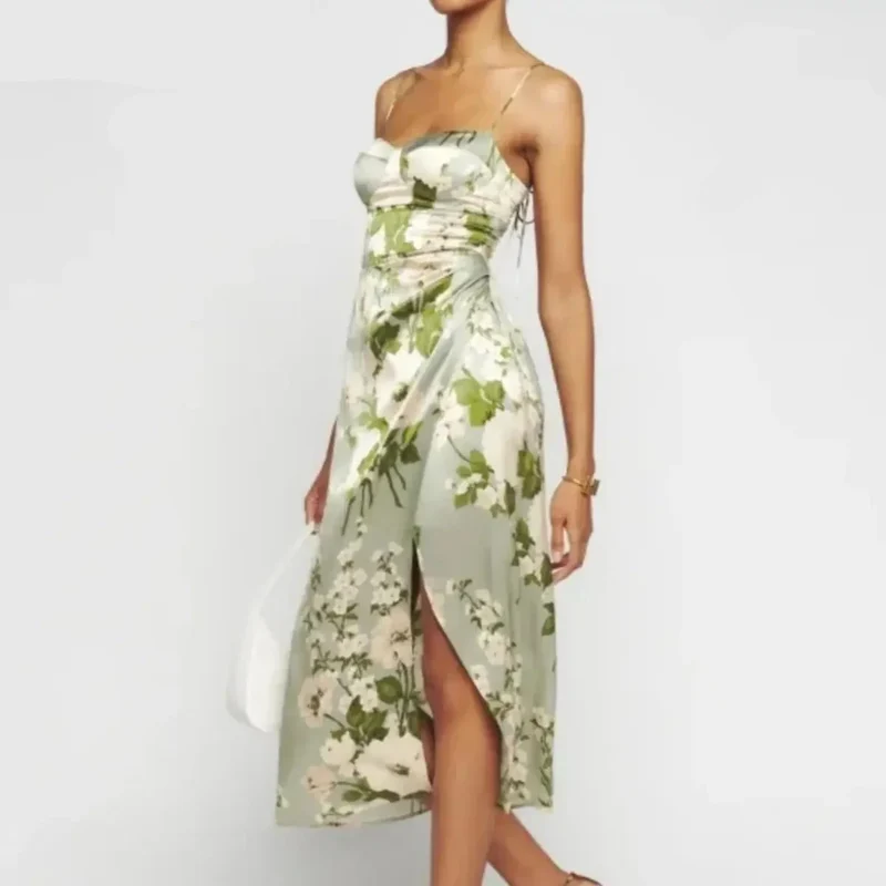 Emily | Atemberaubendes Grünes Sommerblumenkleid