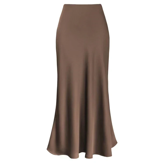 Elysia | Mode Langer glänzender Satin-Rock
