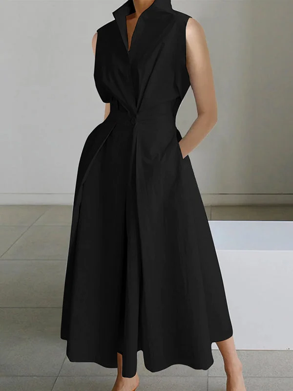 Gabrielle | Weißes Hemdkragen Urban Baumwollkleid