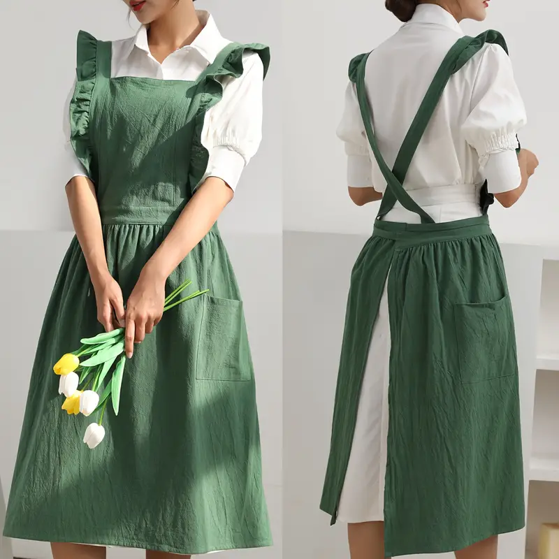 Zara | Schürze mit Rüschenriemen und Seitentaschen - Stilvolle und Funktionale Damen Schürze