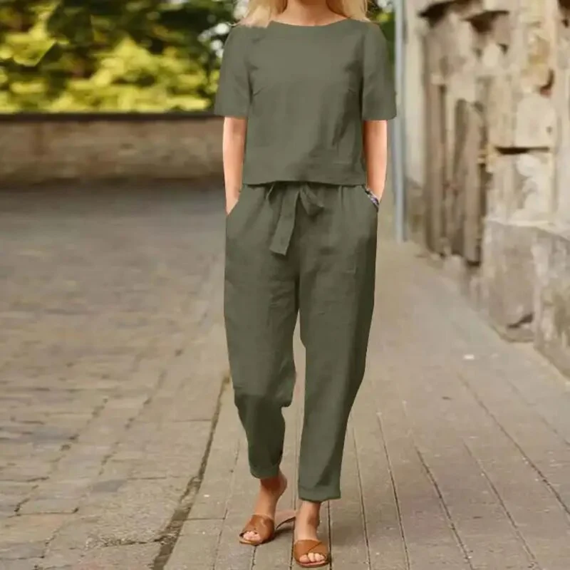 Madeleine - Elegantes und Bequemes Zweiteiliges Leinen-Set für Damen