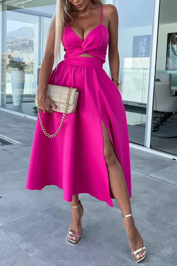 Cara | Bequemes Midikleid mit ausgeschnittenen Taschen