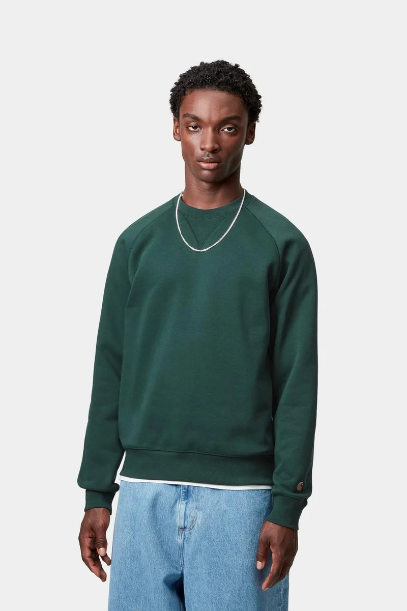 Carhartt WIP Herren Chase Sweat Top | Dunkle Tanne