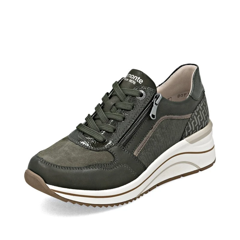Remonte Damenmode Leder-Sneaker | Grün