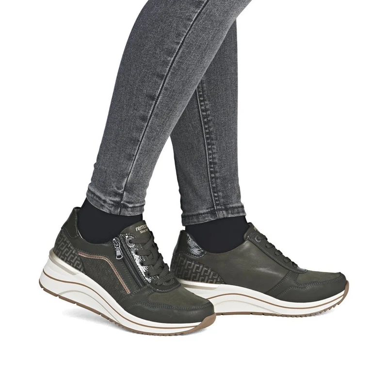 Remonte Damenmode Leder-Sneaker | Grün
