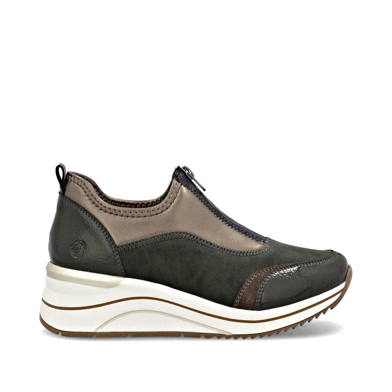 Remonte Lässige Sneaker mit Reißverschluss vorne für Damen | Grün
