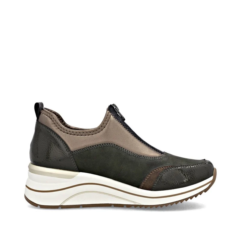 Remonte Lässige Sneaker mit Reißverschluss vorne für Damen | Grün