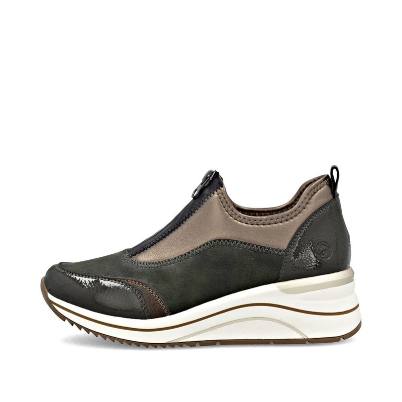 Remonte Lässige Sneaker mit Reißverschluss vorne für Damen | Grün