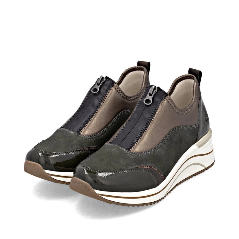 Remonte Lässige Sneaker mit Reißverschluss vorne für Damen | Grün