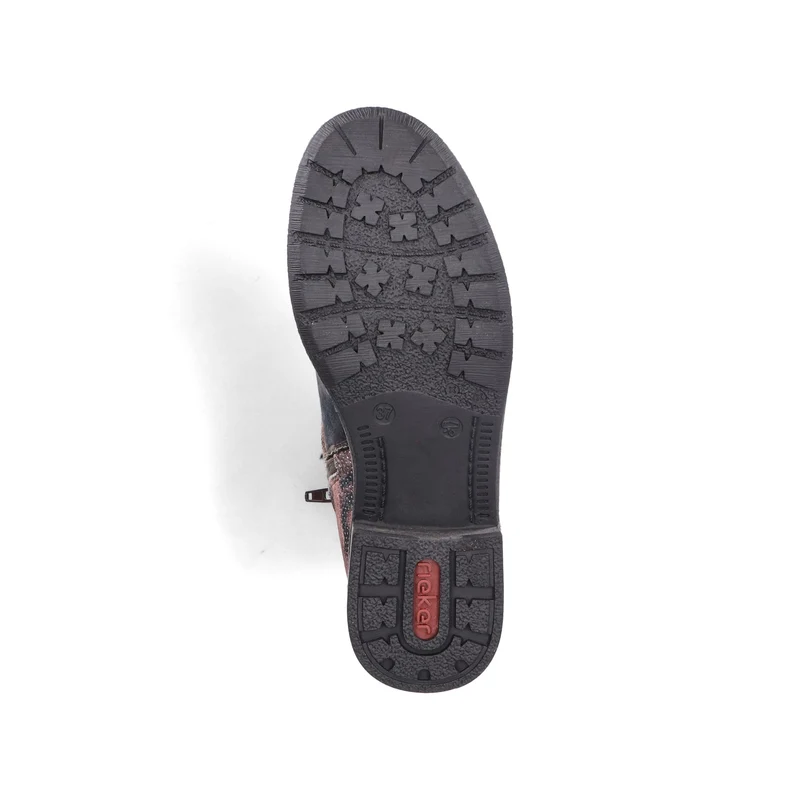 Rieker Damen Stiefelette mit Fleecefutter und Blumenmuster | Schwarz